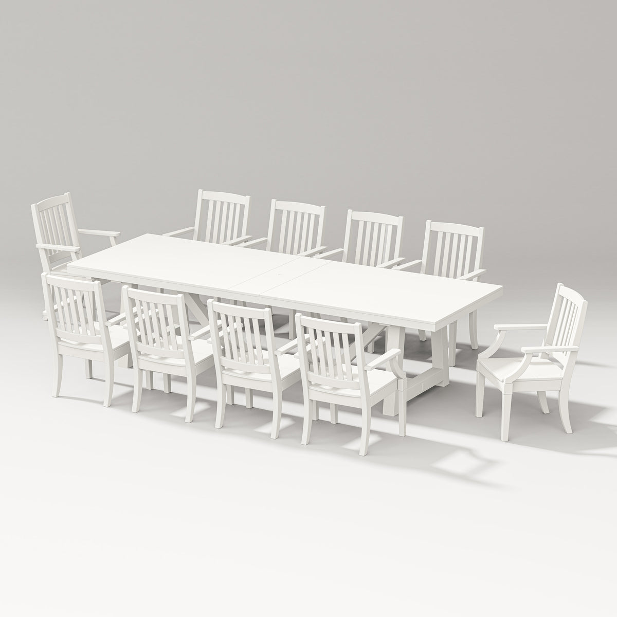 POLYWOOD Estate Arm Chair 11-Piece A-Frame Table Dining Set in Vintage White