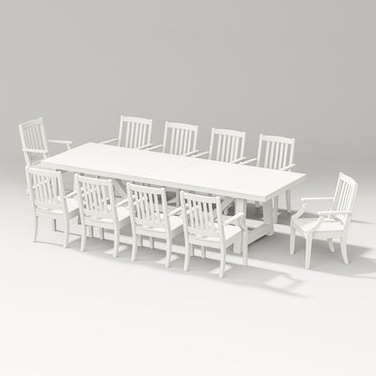 POLYWOOD Estate Arm Chair 11-Piece A-Frame Table Dining Set in Vintage White