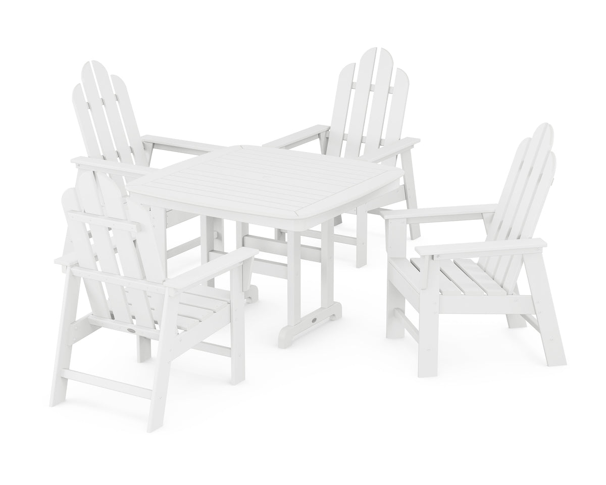 POLYWOOD Long Island 5-Piece Dining Set with Trestle Legs - 44" Table in White