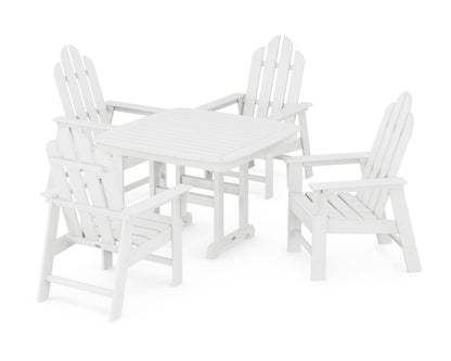 POLYWOOD Long Island 5-Piece Dining Set with Trestle Legs - 44" Table in White