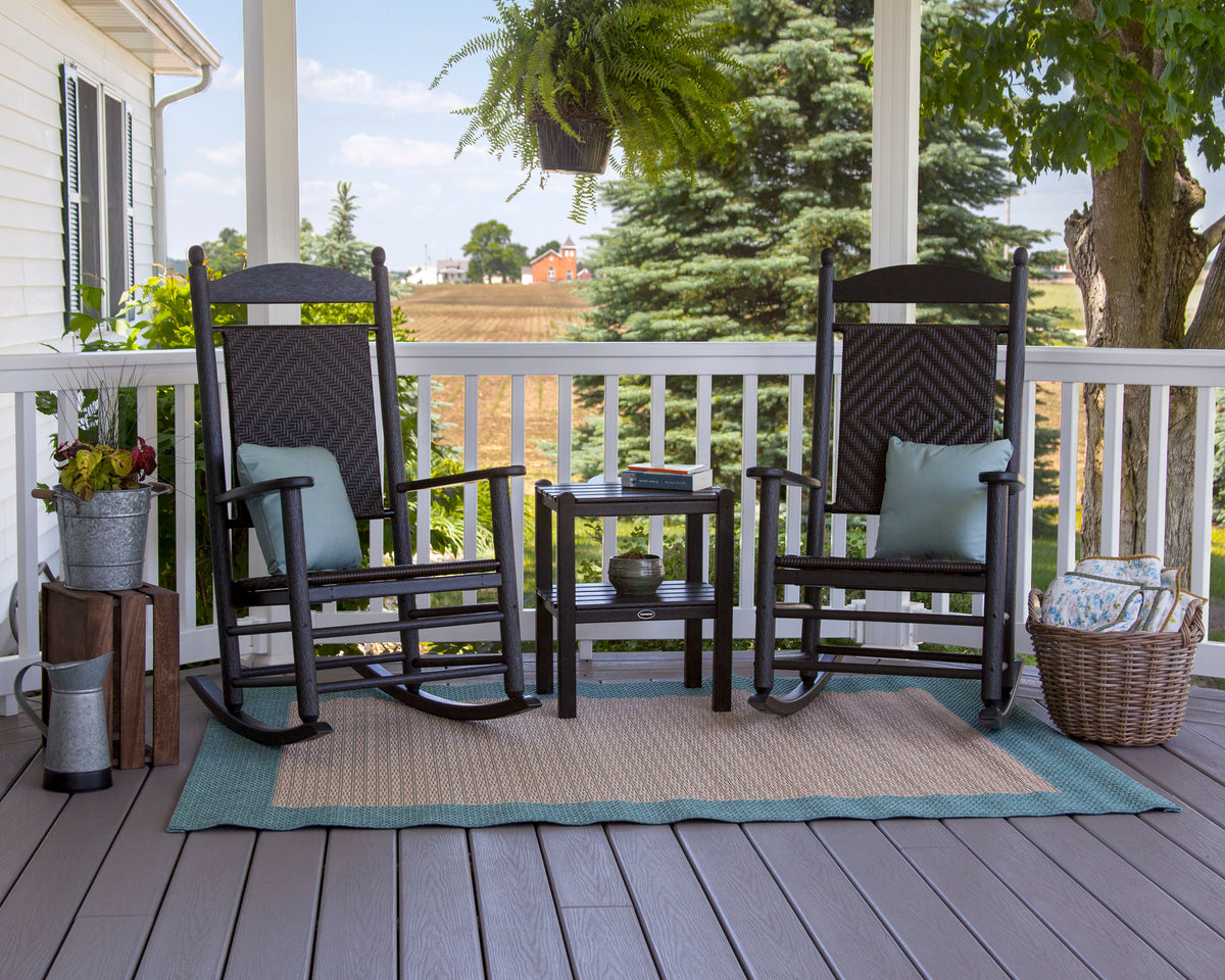 POLYWOOD Jefferson 3-Piece Woven Rocker Set in an outdoor setting