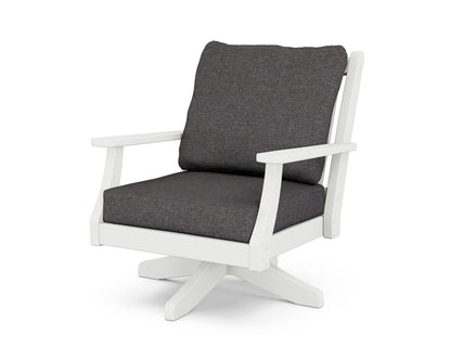 POLYWOOD Wovendale Deep Seating Swivel Chair in White / Ash Charcoal