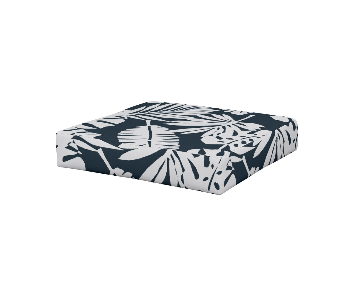 POLYWOOD Vineyard Ottoman Cushion in Leaf Marine Indigo