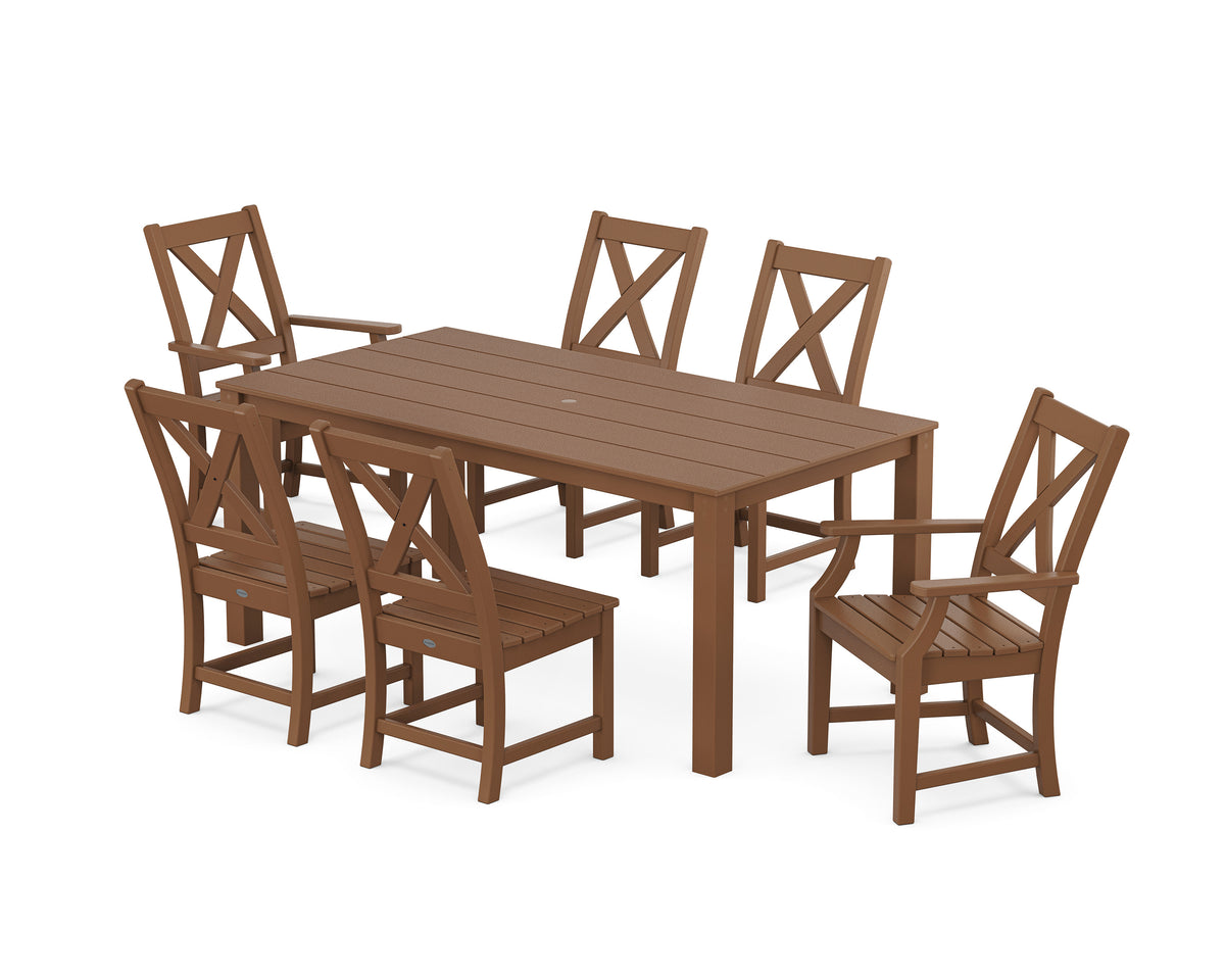 POLYWOOD Braxton 7-Piece Parsons Dining Set in Teak