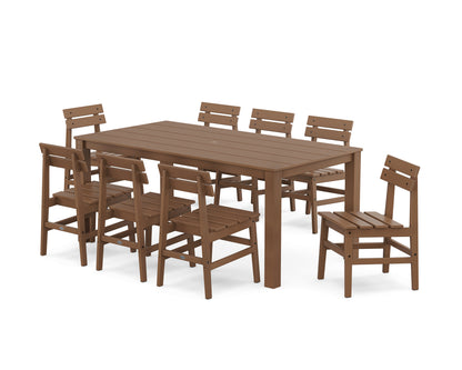 POLYWOOD Modern Studio Plaza Chair 9-Piece Parsons Dining Set in Teak