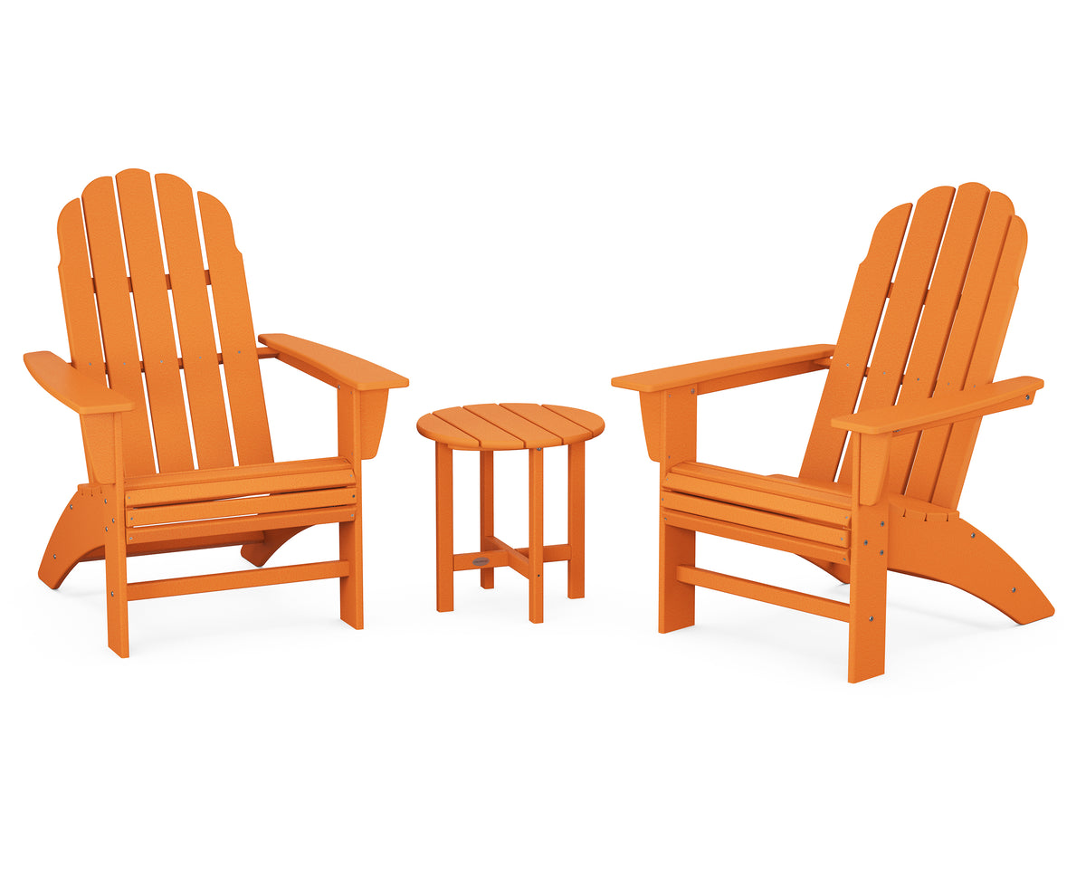 POLYWOOD Vineyard 3-Piece Curveback Adirondack Set in Tangerine