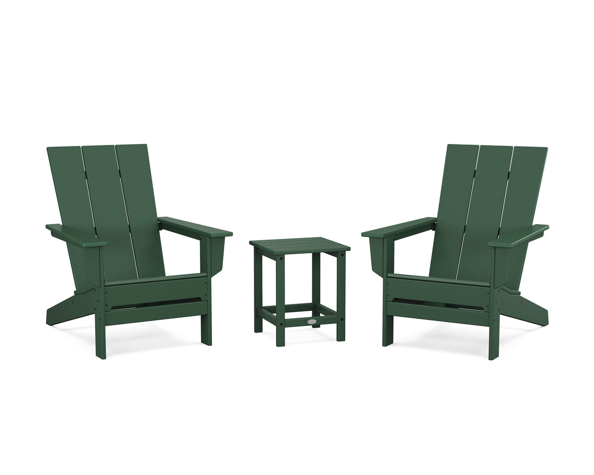 POLYWOOD 3-Piece Modern Studio Adirondack Set in Green