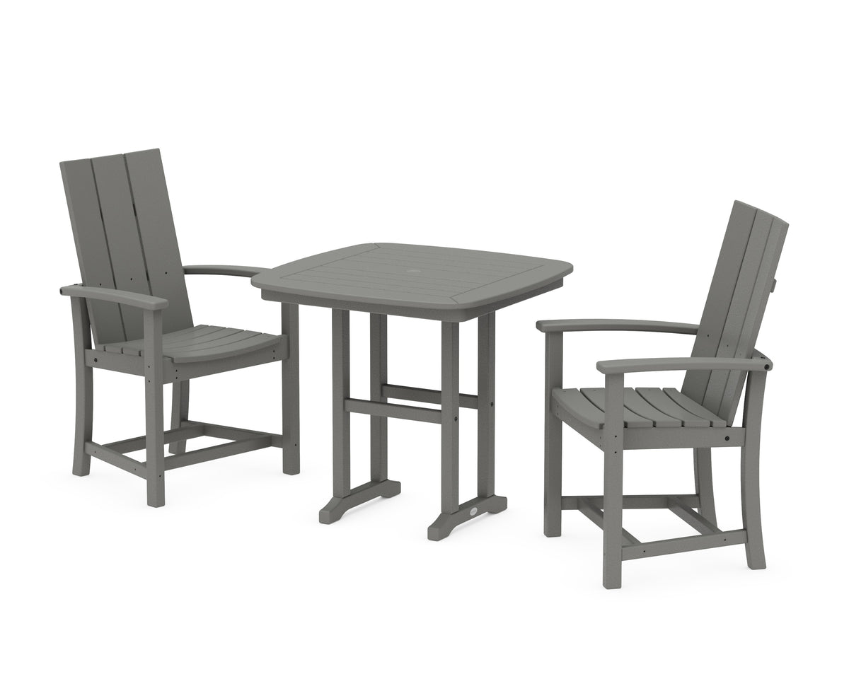 POLYWOOD Modern Adirondack 3-Piece Dining Set - 31" Table in Slate Grey