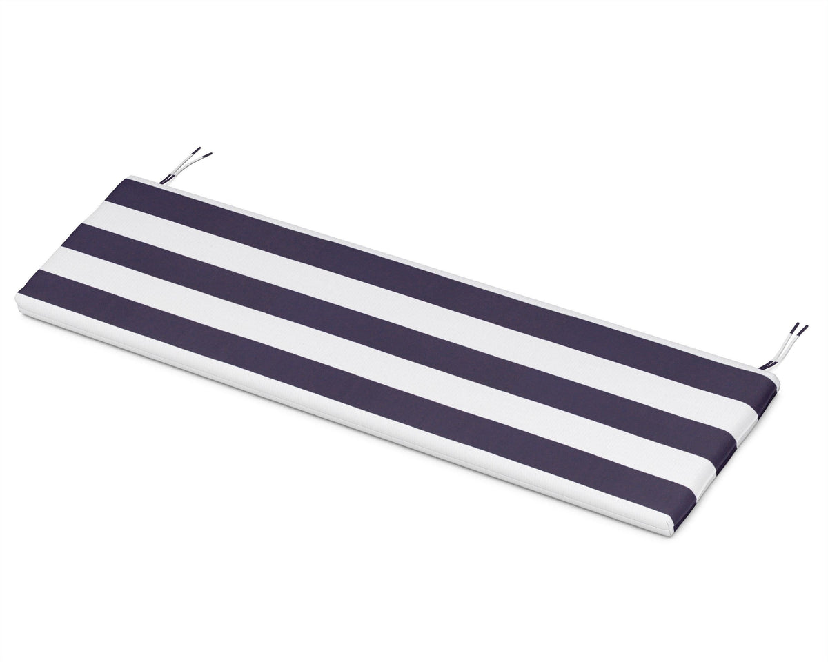 POLYWOOD Bench Seat Cushion - 18.5"D x 55.5"W x 2.5"H in Cabana Stripe Navy