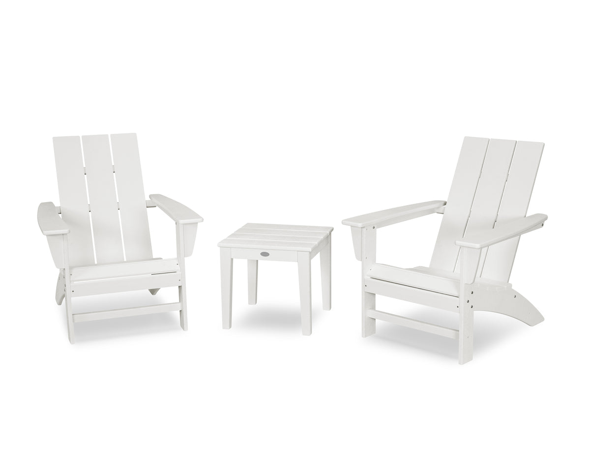 POLYWOOD Modern Adirondack 3-Piece Set in Vintage White
