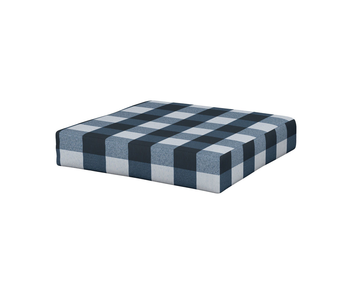 POLYWOOD Prescott Ottoman Cushion in Buffalo Plaid Marine Indigo