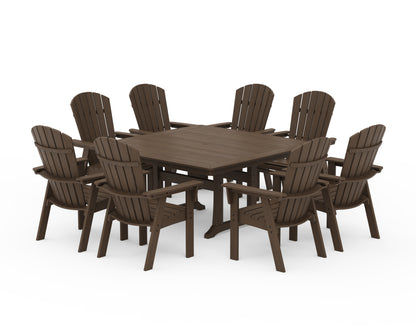 POLYWOOD Nautical Adirondack 9-Piece Trestle Dining Set in Kona