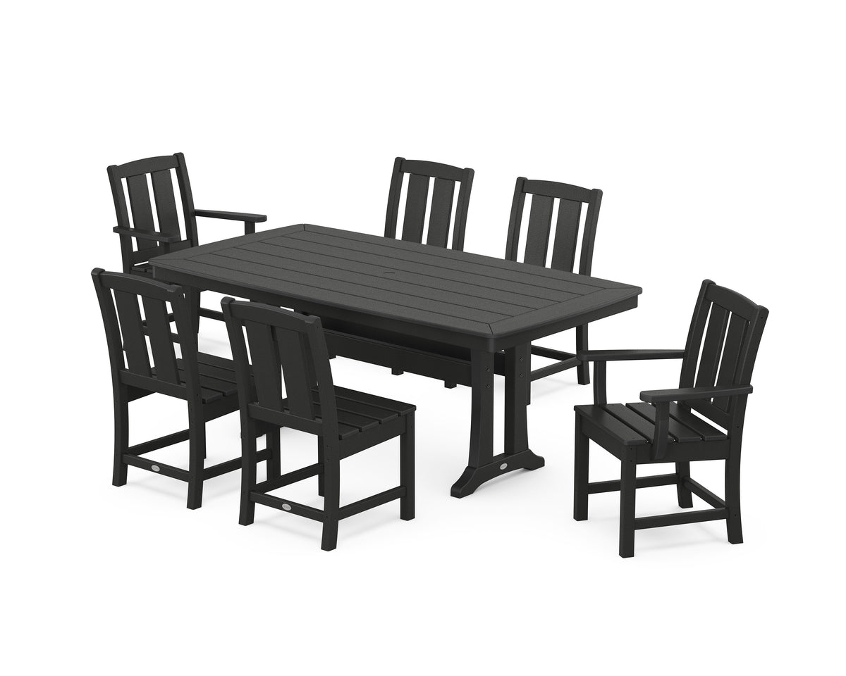 POLYWOOD Mission 7-Piece Dining Set with Trestle Legs in Black