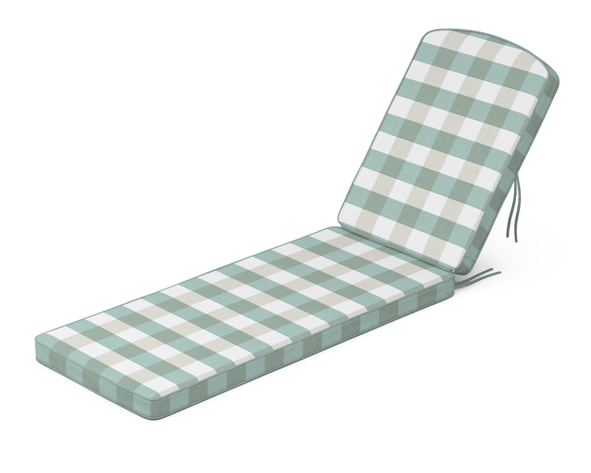 POLYWOOD Chinoiserie Chaise Cushion in Buffalo Plaid Glacier Spa