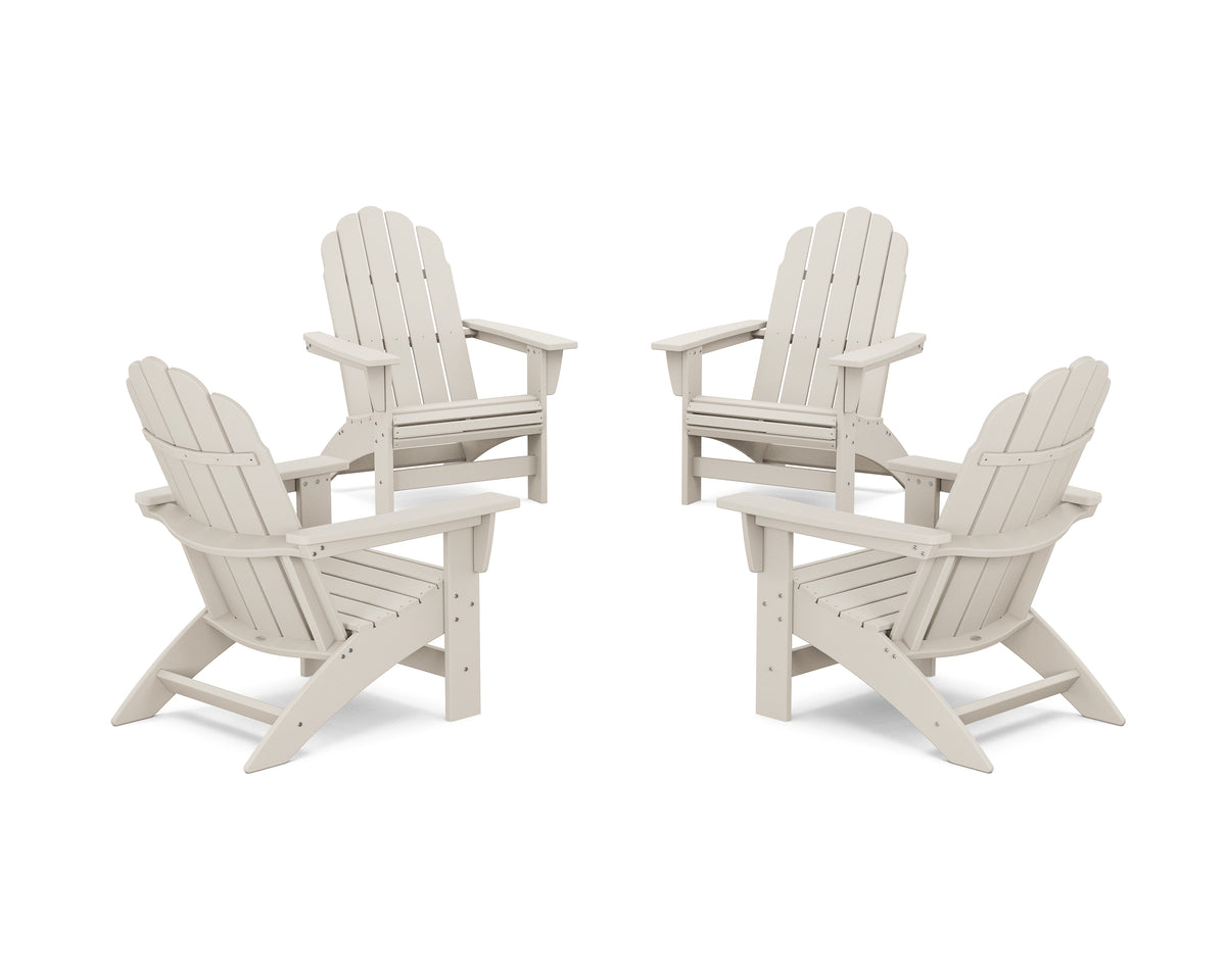 POLYWOOD 4-Piece Vineyard Grand Adirondack Chair Conversation Set in Sand