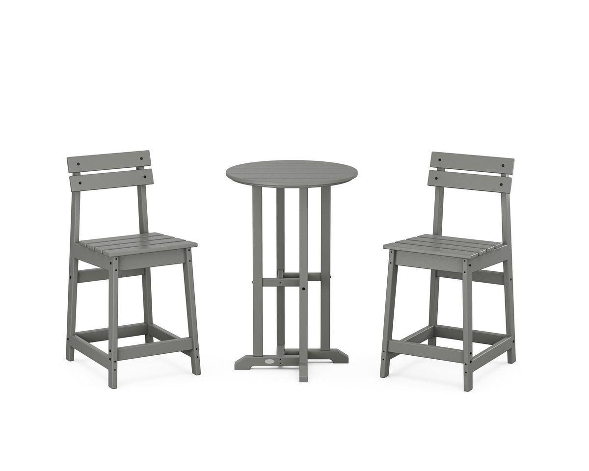 POLYWOOD Modern Studio Plaza 3-Piece Bistro Counter Set in Slate Grey