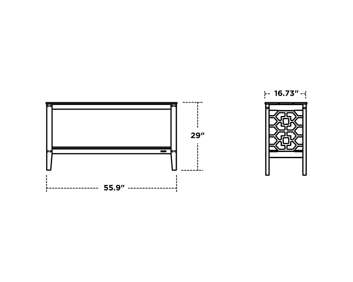 POLYWOOD Chinoiserie 56” Console Table dimensions