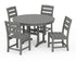 POLYWOOD Lakeside 5-Piece Farmhouse Side Chair Dining Set in Slate Grey