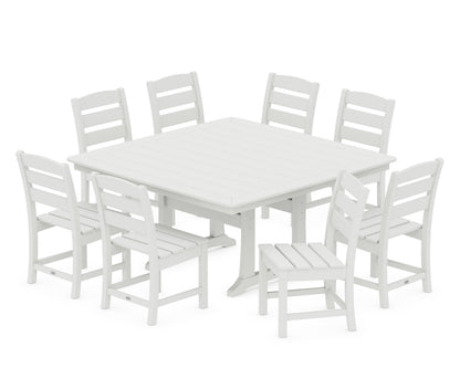 POLYWOOD Lakeside 9-Piece Nautical Trestle Dining Set in Vintage White