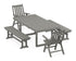 POLYWOOD Vineyard Folding Chair 5-Piece Dining Set with Benches in Slate Grey