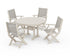 POLYWOOD Coastal Folding Chair 5-Piece Round Dining Set with Trestle Legs in Sand / Birch