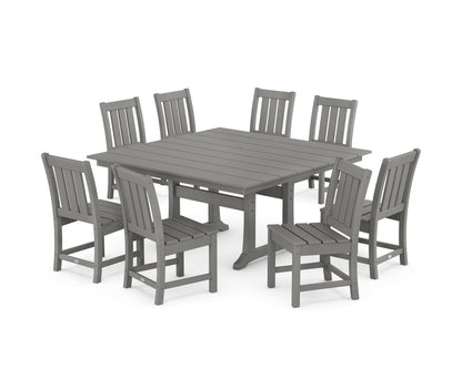 POLYWOOD Oxford Side Chair 9-Piece Square Farmhouse Dining Set with Trestle Legs in Slate Grey