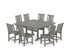 POLYWOOD Oxford Side Chair 9-Piece Square Farmhouse Dining Set with Trestle Legs in Slate Grey