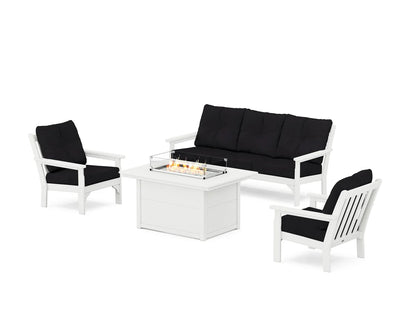 POLYWOOD Vineyard Deep Seating Fire Pit Table Set