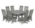 POLYWOOD Acadia Side Chair 9-Piece Square Farmhouse Dining Set with Trestle Legs in Slate Grey