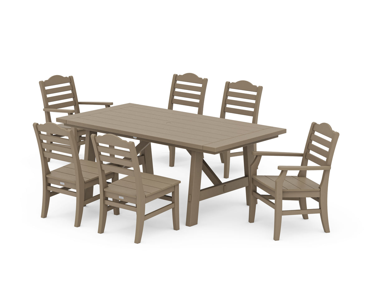 POLYWOOD Savannah 7-Piece Rustic Farmhouse Dining Set in Vintage Sahara