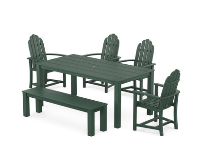 POLYWOOD Classic Adirondack 6-Piece Parsons Dining Set with Bench in Green
