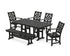 POLYWOOD Country Living Wovendale 6-Piece Farmhouse Dining Set with Bench with Farmhouse 37" x 72" Dining Table in Black