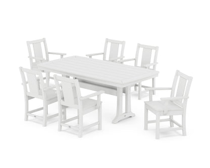 POLYWOOD Prairie Arm Chair 7-Piece Dining Set with Trestle Legs in White