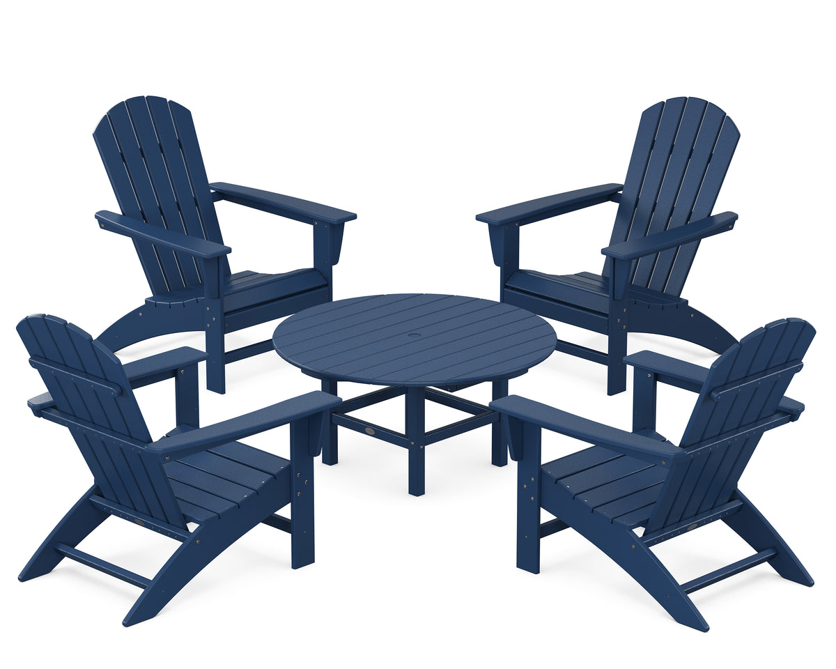 POLYWOOD Nautical 5-Piece Adirondack Chair Conversation Set in Navy