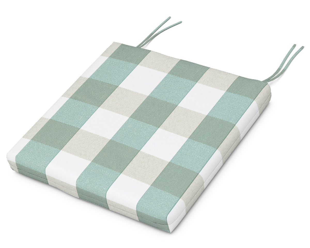 POLYWOOD Acadia Dining Side Seat Pad in Buffalo Plaid Glacier Spa