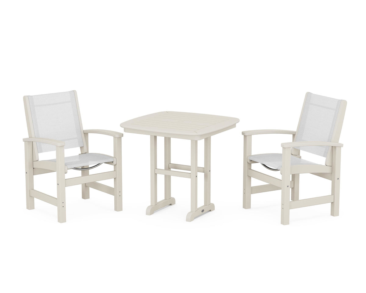 POLYWOOD Coastal 3-Piece Dining Set in Sand / White