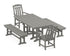 POLYWOOD Cottage 5-Piece Farmhouse Dining Set with Benches in Slate Grey