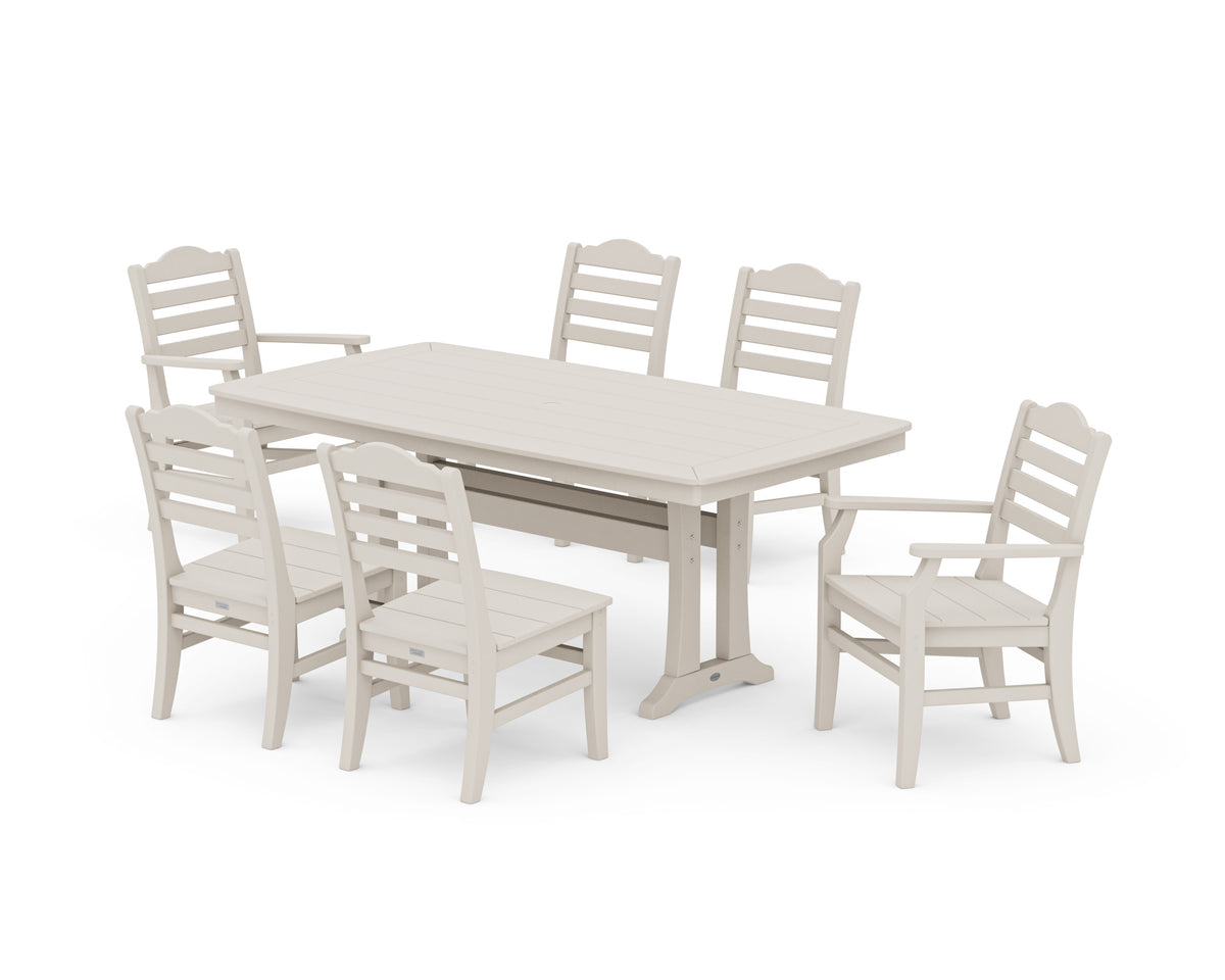 POLYWOOD Savannah 7-Piece Dining Set with Trestle Legs in Sand