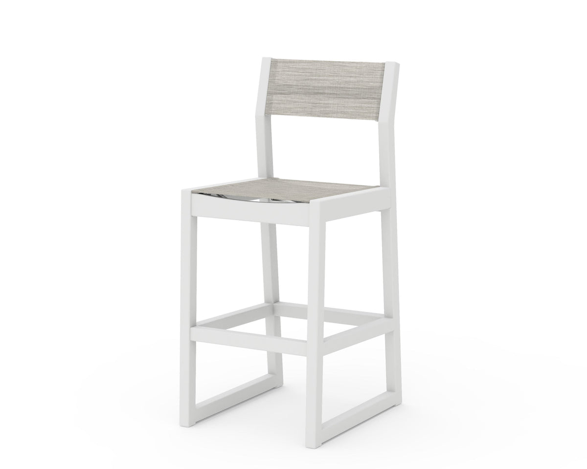 POLYWOOD EDGE Sling Bar Side Chair in White / Birch