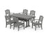 POLYWOOD Savannah Arm Chair 7-Piece Dining Set with Trestle Legs in Slate Grey
