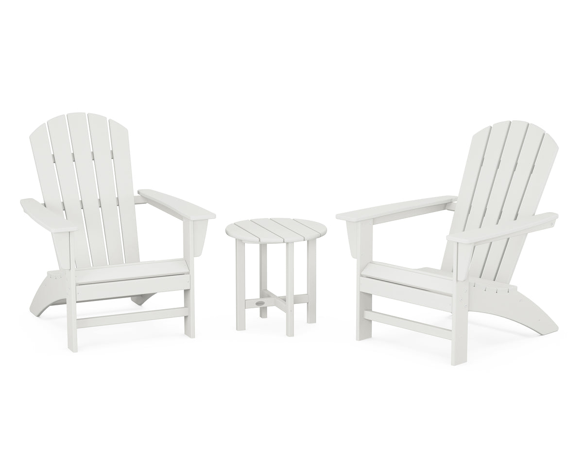 POLYWOOD Nautical 3-Piece Adirondack Set in Vintage White
