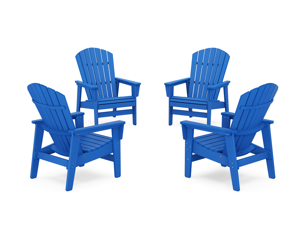POLYWOOD 4-Piece Nautical Grand Upright Adirondack Chair Conversation Set in Pacific Blue