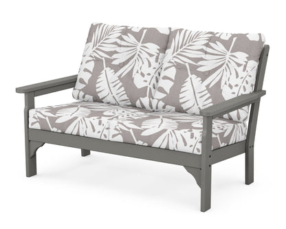 POLYWOOD Vineyard Deep Seating Loveseat in Slate Grey / Leaf Grey Mist
