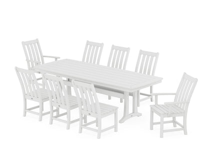 POLYWOOD Vineyard 9-Piece Dining Set with Trestle Legs in White