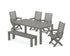 POLYWOOD Captain Folding Chair 6-Piece Parsons Dining Set with Bench in Slate Grey