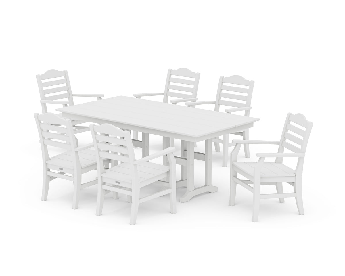 POLYWOOD Savannah Arm Chair 7-Piece Farmhouse Dining Set in White