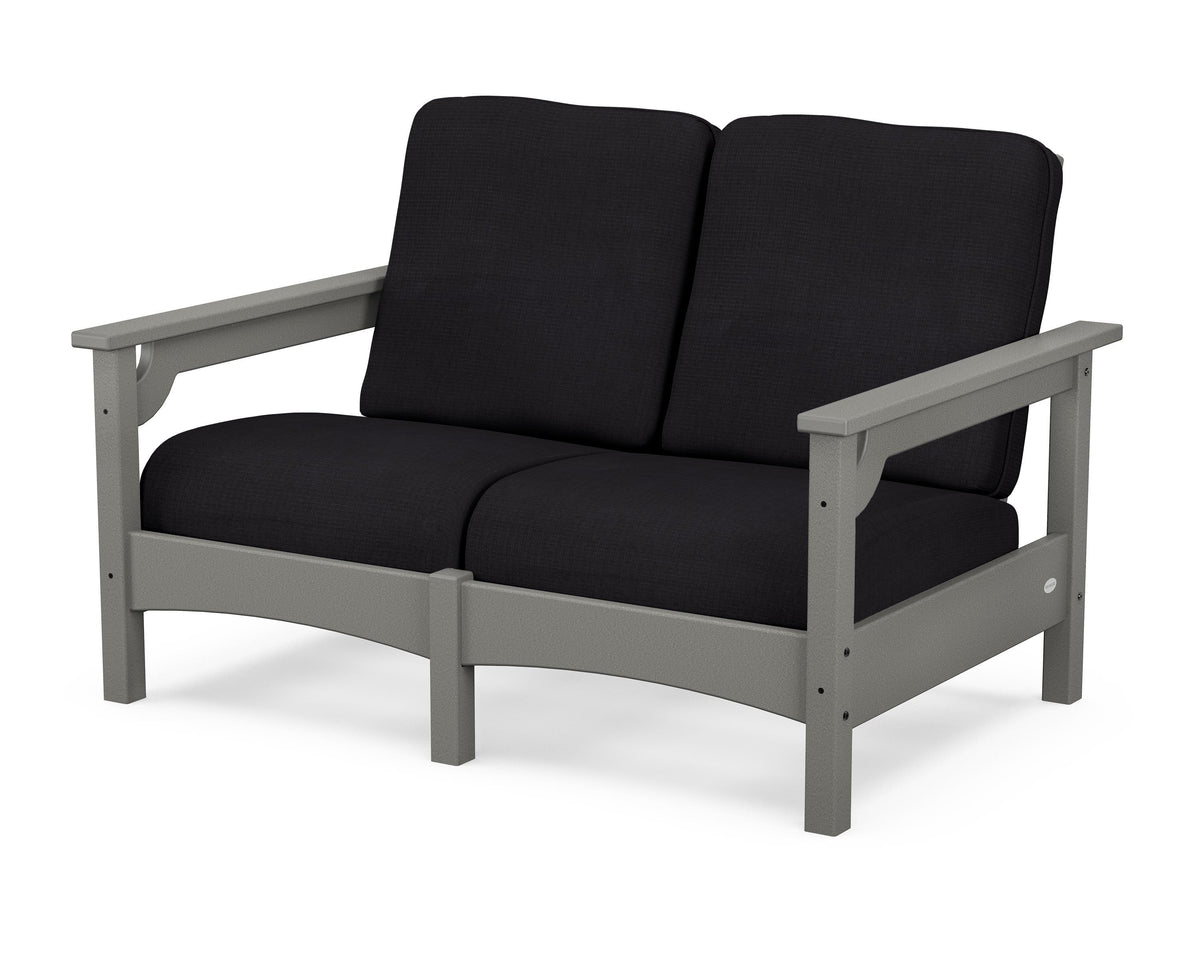POLYWOOD Club Loveseat in Slate Grey / Midnight Linen