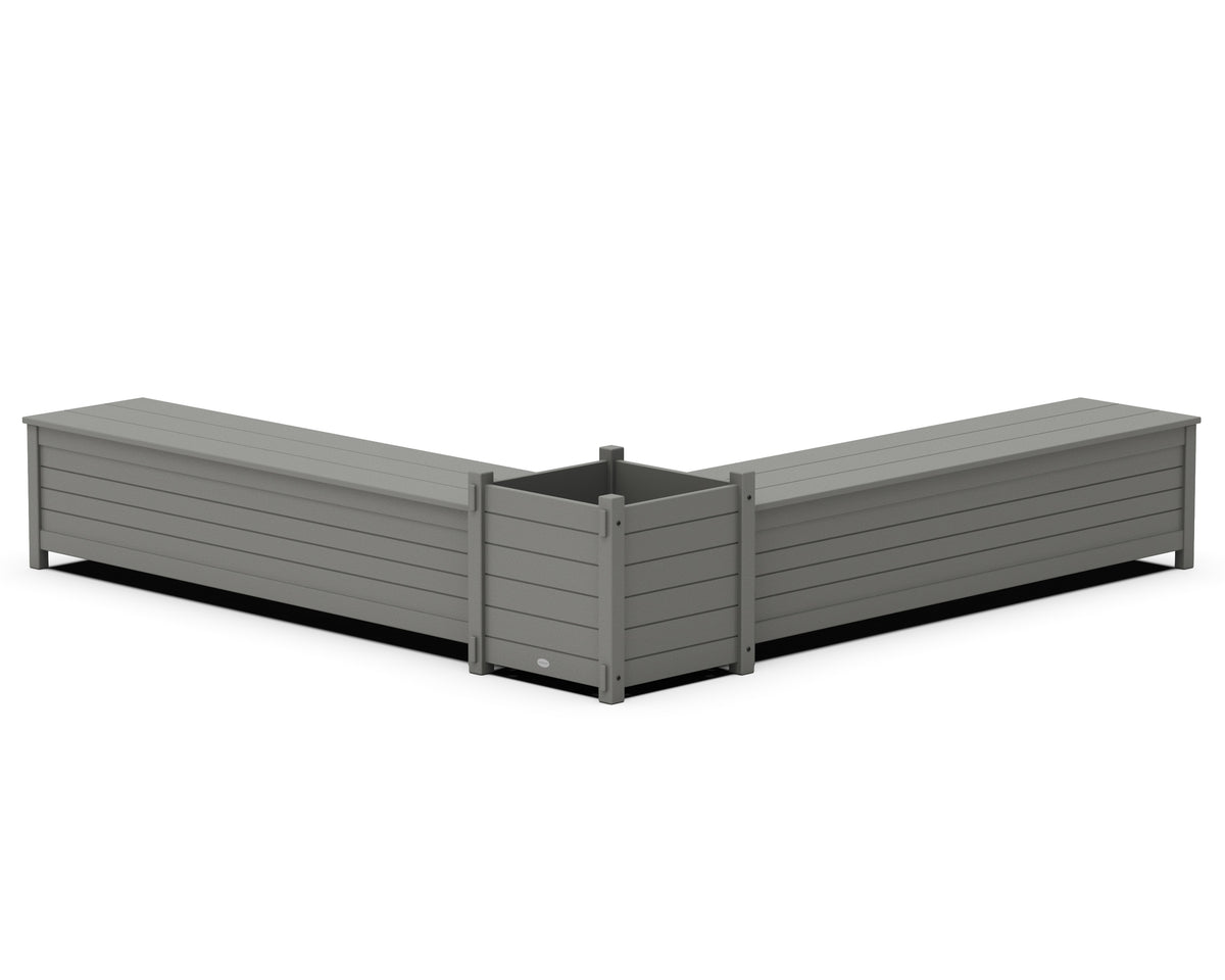 POLYWOOD 72" Nautical L-Shaped Planter Storage Bench Set - Large in Slate Grey