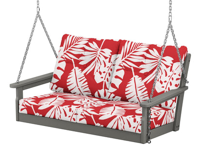 POLYWOOD Vineyard Deep Seating Swing in Slate Grey / Leaf Crimson