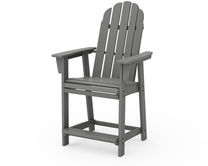 POLYWOOD Vineyard Curveback Adirondack Counter Chair in Slate Grey